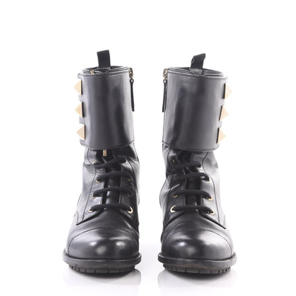 Valentino Garavani Calfskin Macro Rockstud Combat Boots 36.5 Black 2 of 10