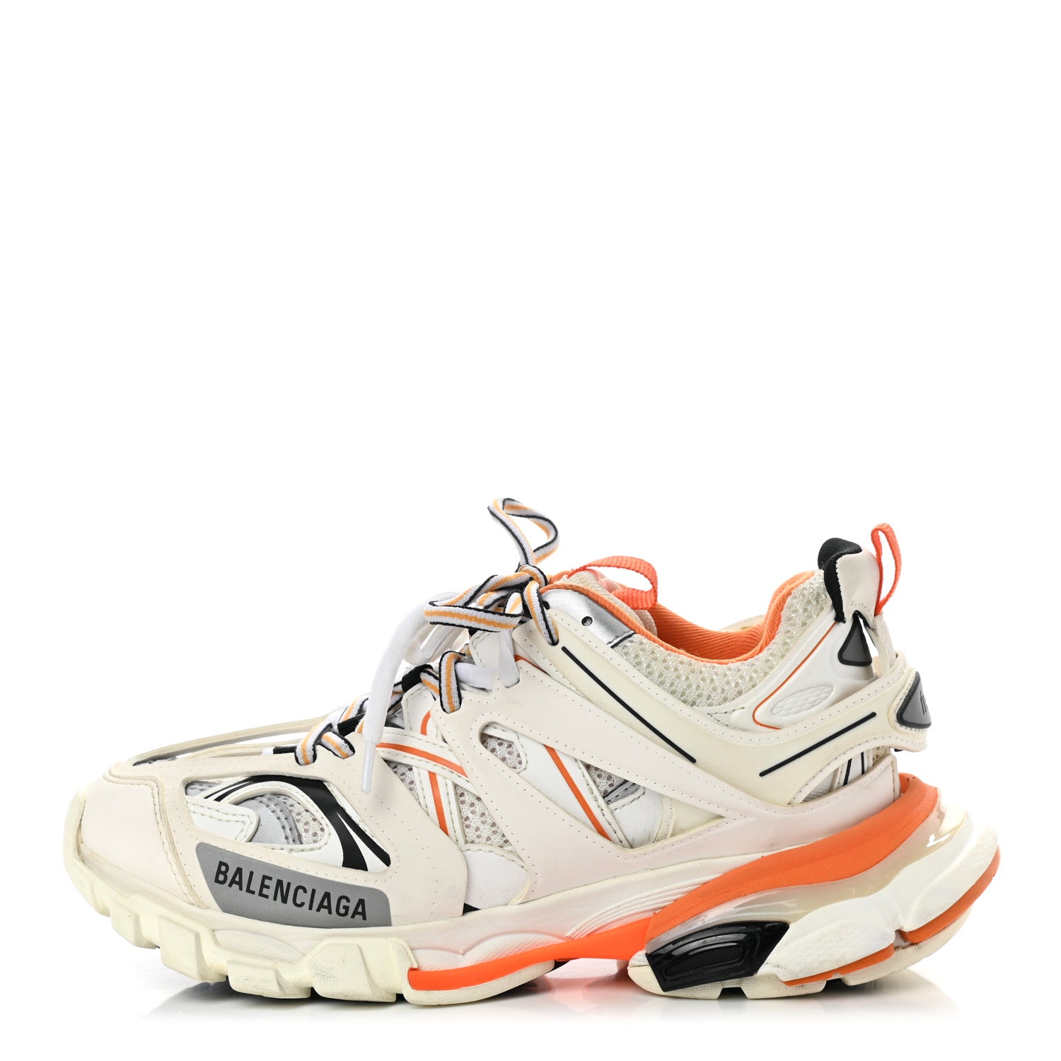 Balenciaga Mesh Nubuck Effect Fabric LED Womens Track Sneakers 37 White Orange 1 of 8