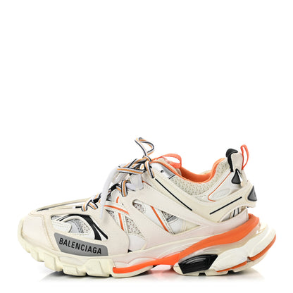 Balenciaga Mesh Nubuck Effect Fabric LED Womens Track Sneakers 37 White Orange 1 of 8