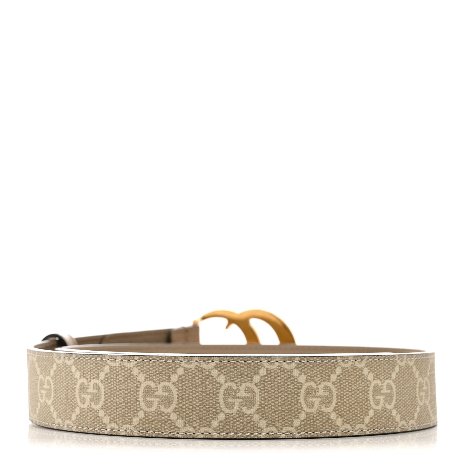 Gucci GG Supreme Monogram Matte Plutone Calfskin Double G 40mm Belt 75 30 Beige Mystic White Oatmeal 2 of 6