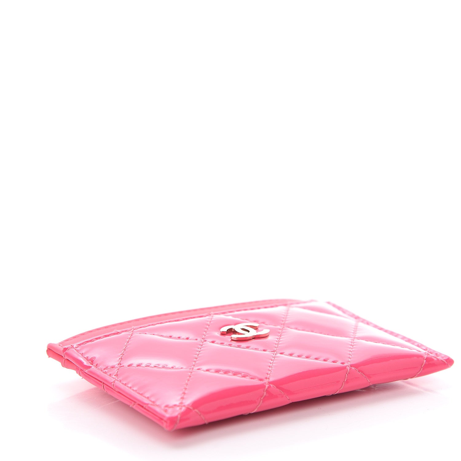 Chanel Patent Quilted Card Holder Pink 4 of 9