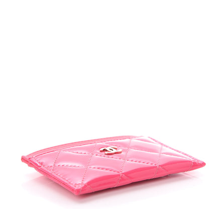 Chanel Patent Quilted Card Holder Pink 4 of 9