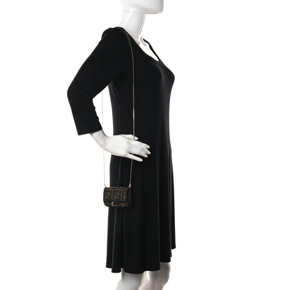 Fendi Fabric Jacquard FF 1974 Nano Baguette Charm Tobacco Moro Black 2 of 10