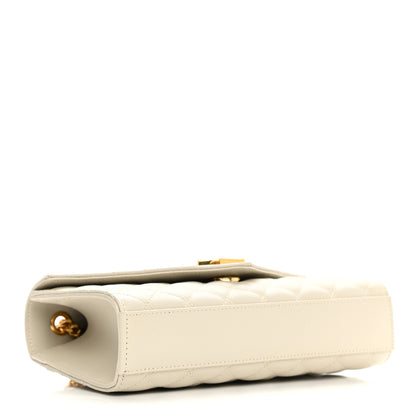 Saint Laurent Grain De Poudre Textured Mixed Matelasse Triquilt Small Monogram Satchel Crema Soft 4 of 10