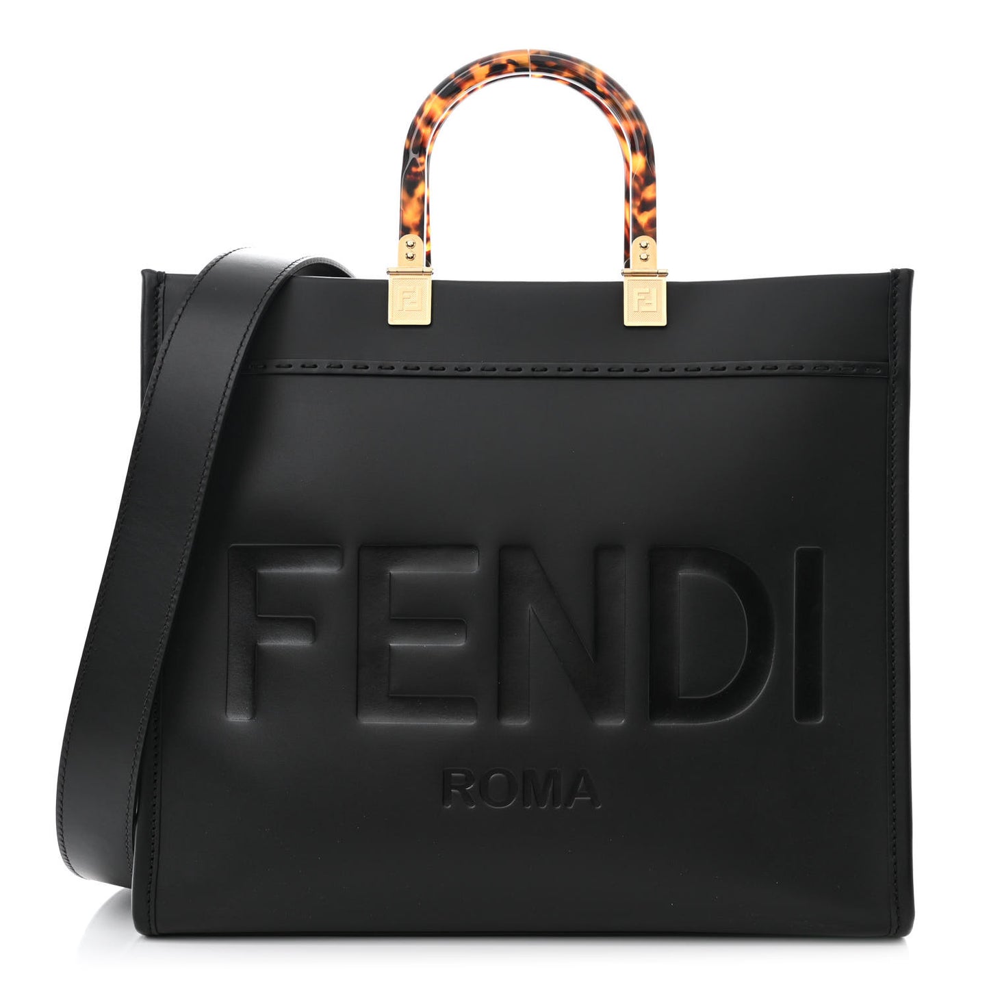 Vitello King Plexiglass Medium Fendi Sunshine Shopper Tote Black