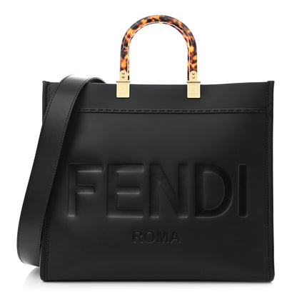 Fendi Vitello King Plexiglass Medium Fendi Sunshine Shopper Tote Black 1 of 10