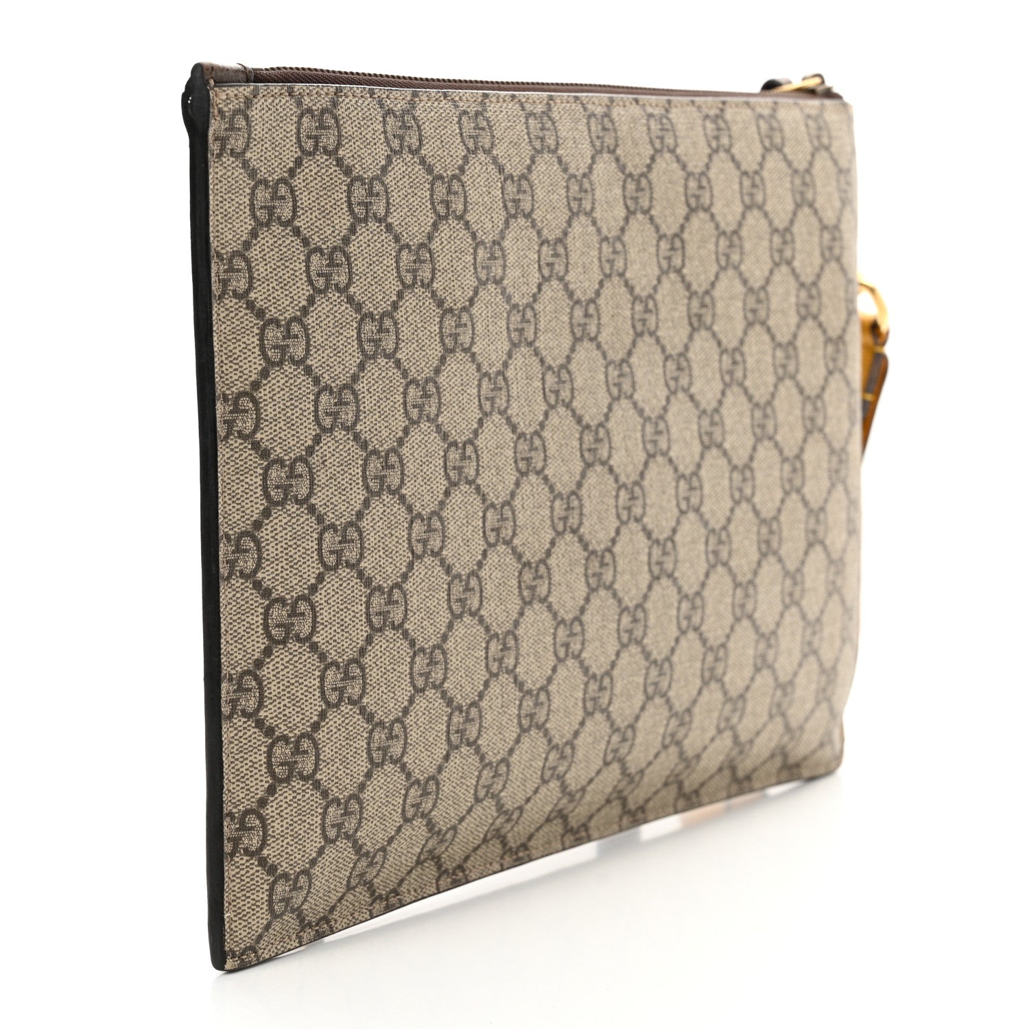 Gucci GG Supreme Monogram Neo Vintage Zip Wristlet Pouch Beige New Acero Crop 3 of 13