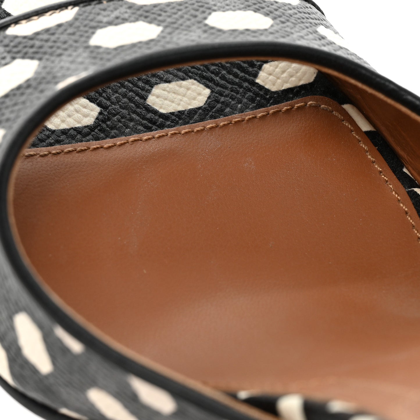 Lambskin Polka Dot Shark Lock Sandals 37.5 Black White