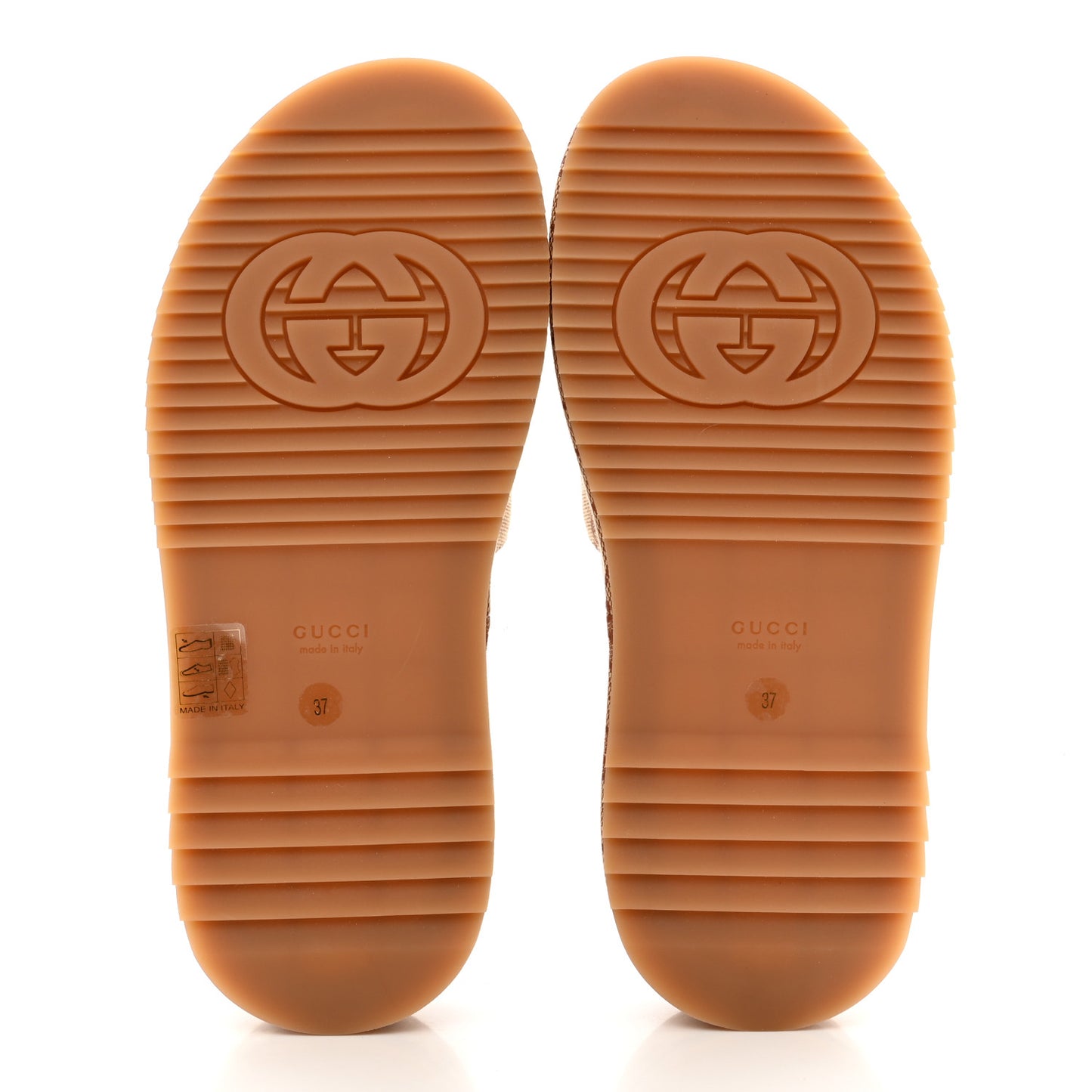 Canvas GG Monogram Angelina Platform Slide Sandals 37 Beige Ruggine
