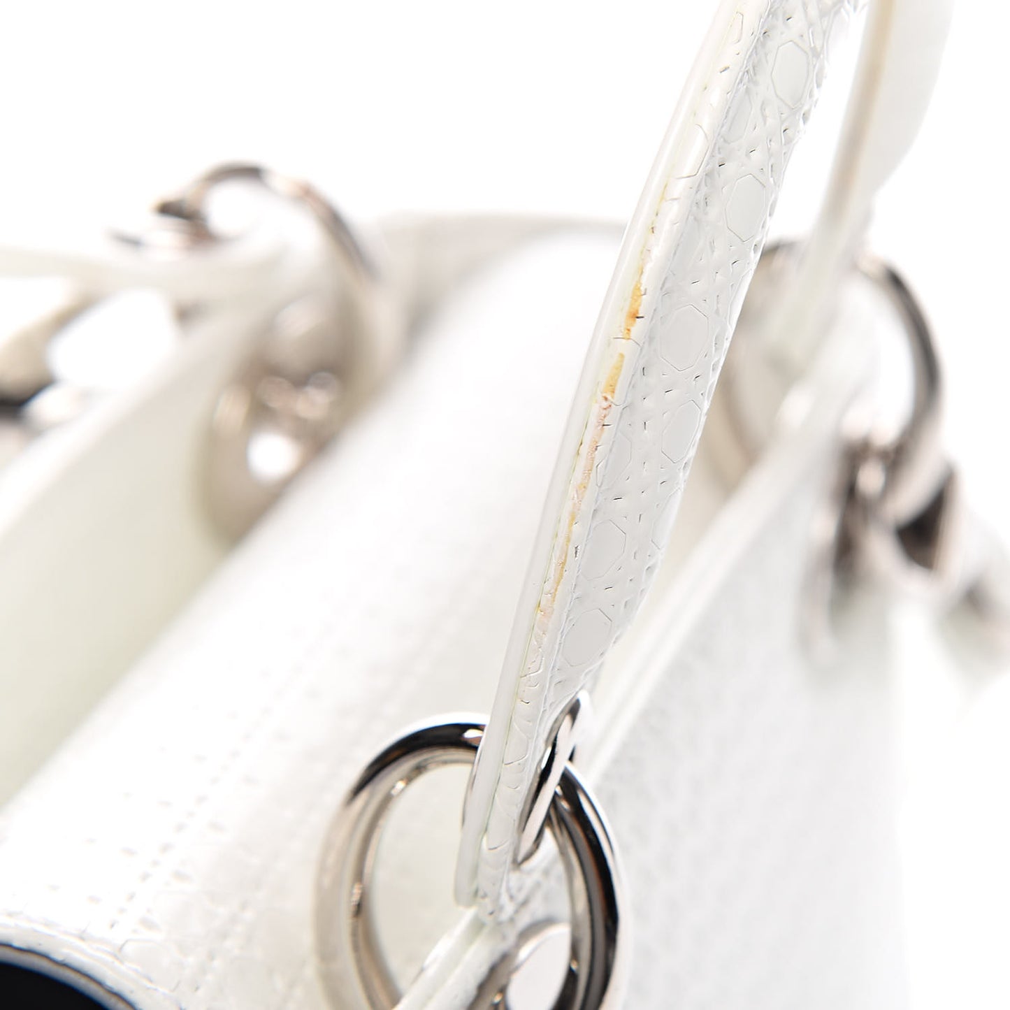 Patent Micro-Cannage Mini Lady Dior White