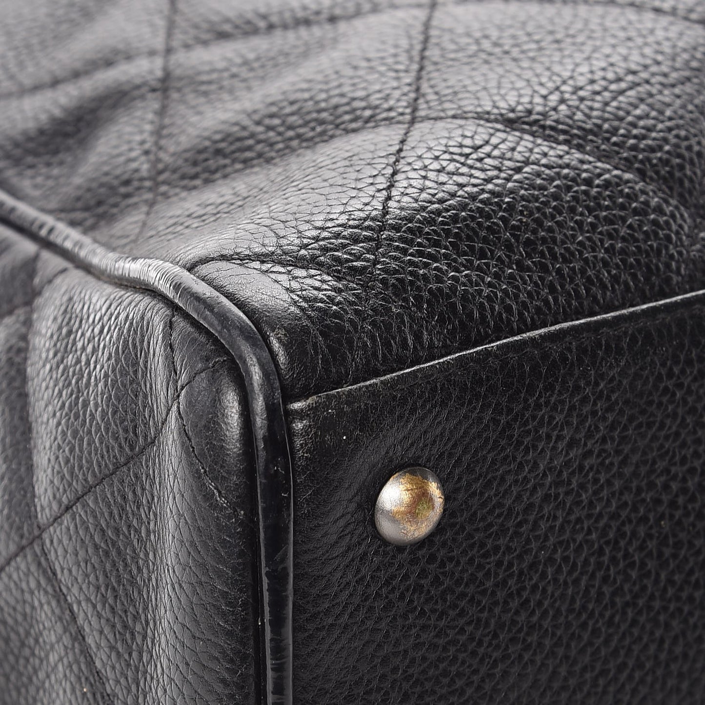 Caviar Patent Quilted Large Bowler Black