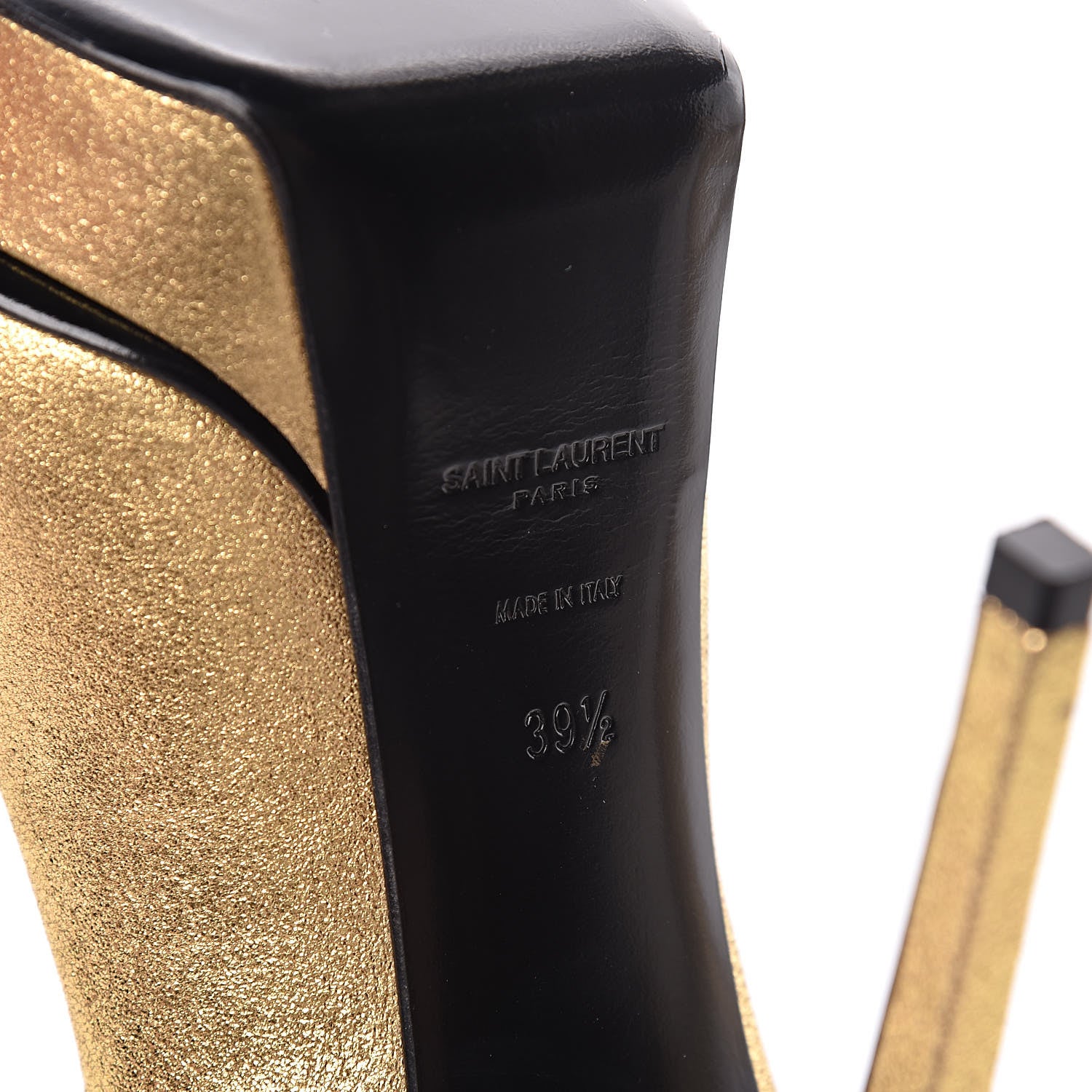 Saint Laurent Metallic Grained Calfskin Janis 105 D'Orsay Pumps 39.5 Black Gold 8 of 16