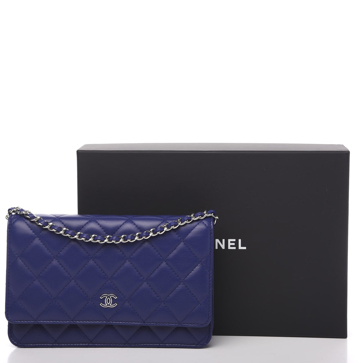 Lambskin Quilted Wallet On Chain WOC Purple