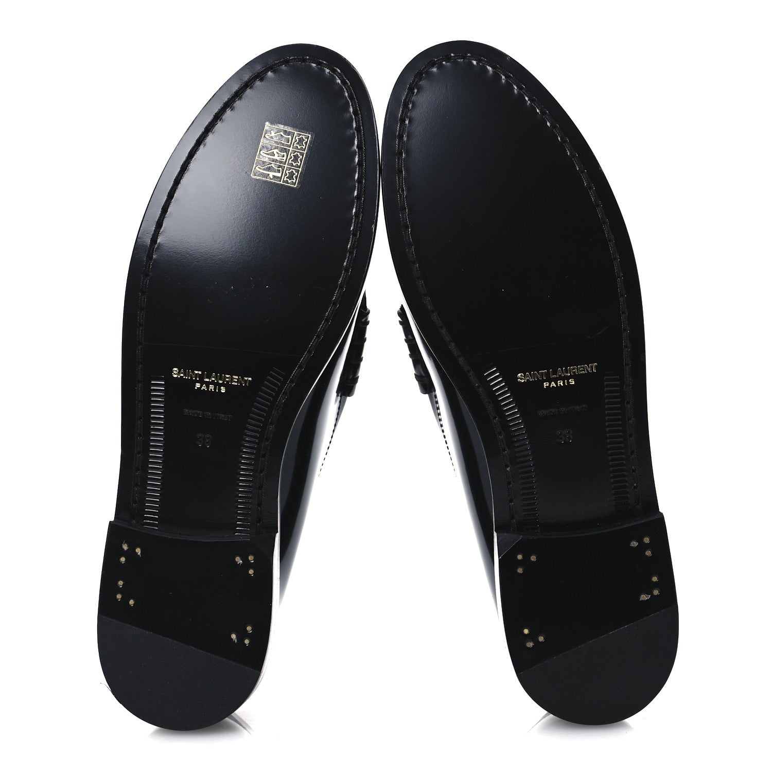 Saint Laurent Calfskin Penny Loafers 38 Black 7 of 11