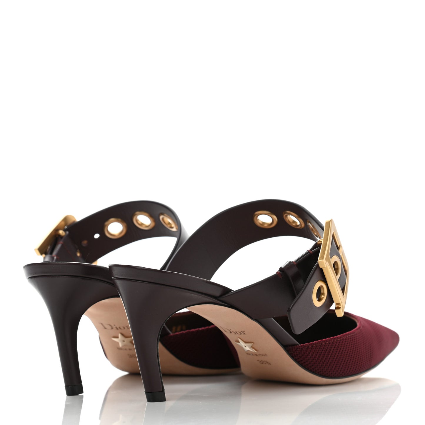 Technical Fabric Calfskin D-Dior 65mm Mules 38.5 Rouge Black