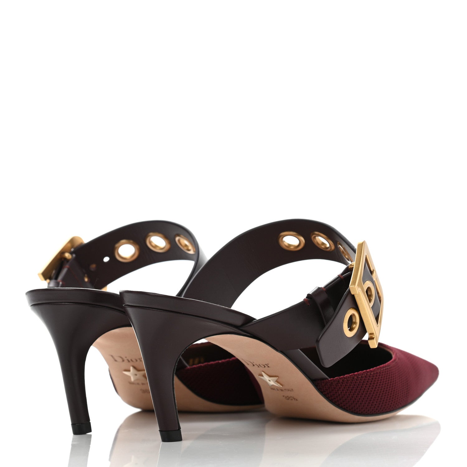 Christian Dior Technical Fabric Calfskin D-Dior 65mm Mules 38.5 Rouge Black 4 of 9