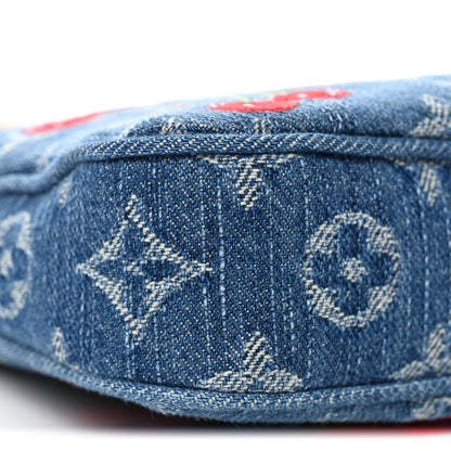 Louis Vuitton LV X TM Monogram Denim Cerises Pochette Accessories Blue 9 of 10