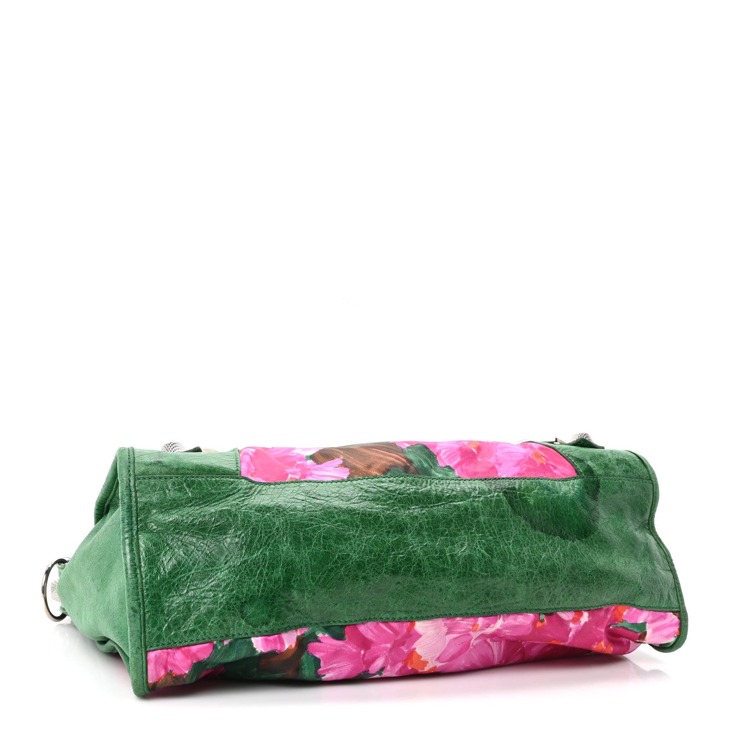 Balenciaga Chevre Satin Giant 21 Silver Hardware City Green Floral 4 of 10