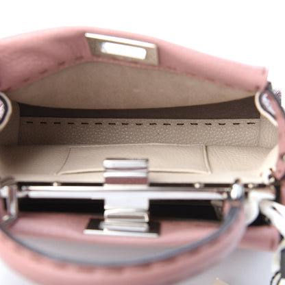 Fendi Cuoio Romano Selleria Bi-Color Mini Peekaboo Iconic Satchel English Rose Camelia 5 of 10