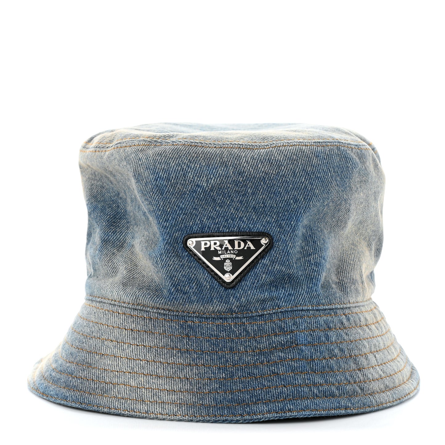 Used Denim Metal Triangle Logo Womens Bucket Hat M Light Blue