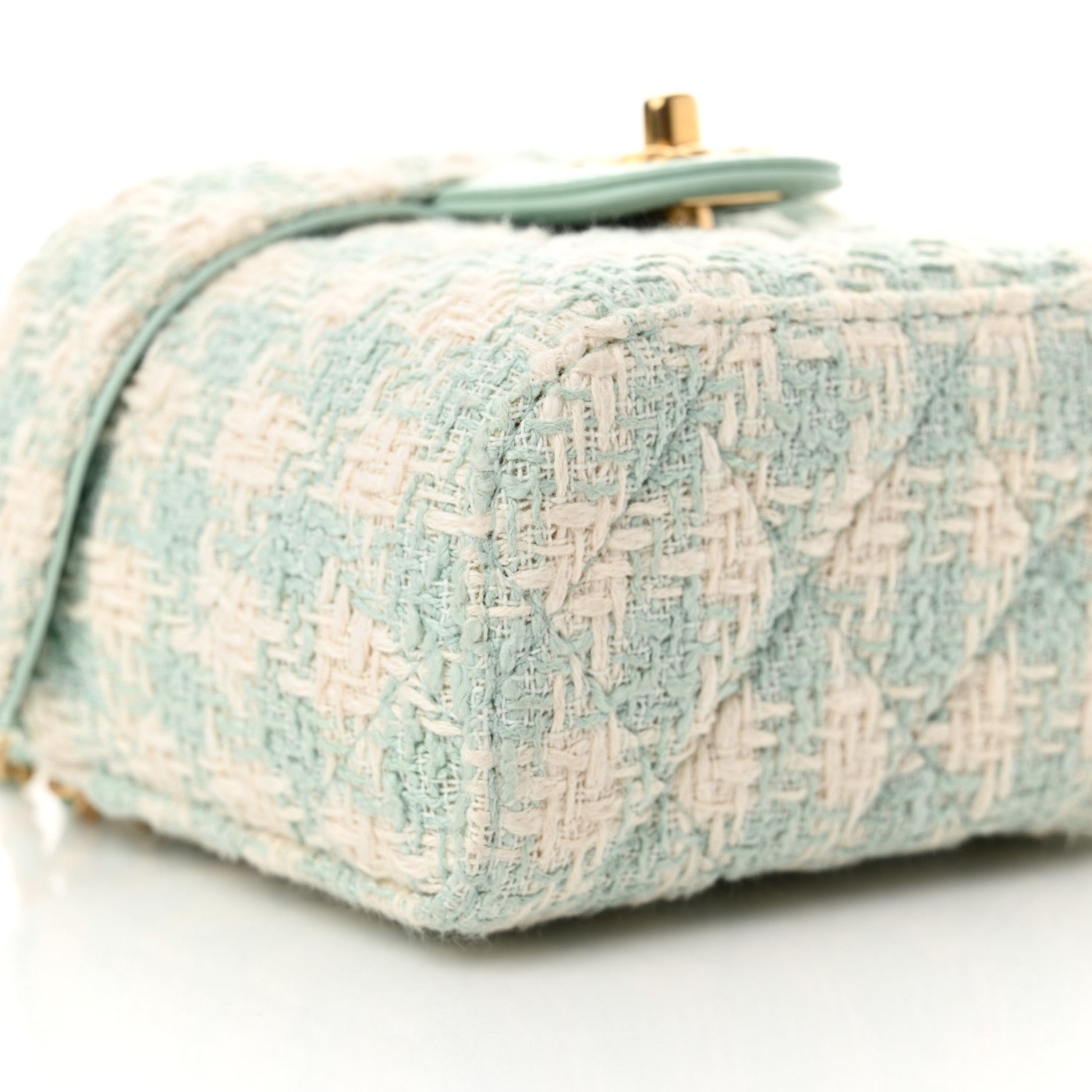 Chanel Tweed Handle Crush Top Handle Flap Bag Light Blue Ecru 9 of 11