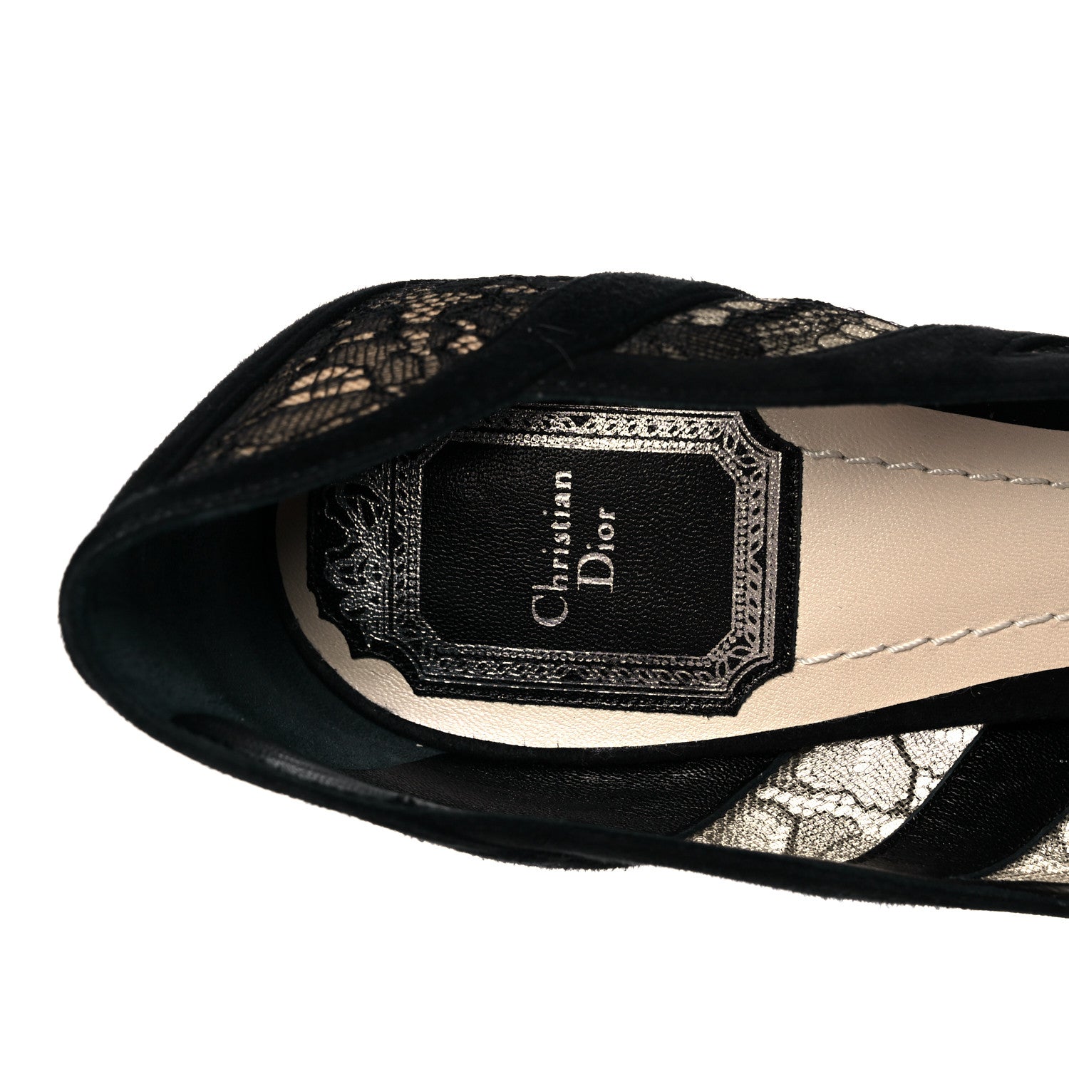 Christian Dior Lace Suede Lingerie Pumps 36.5 Black 7 of 8