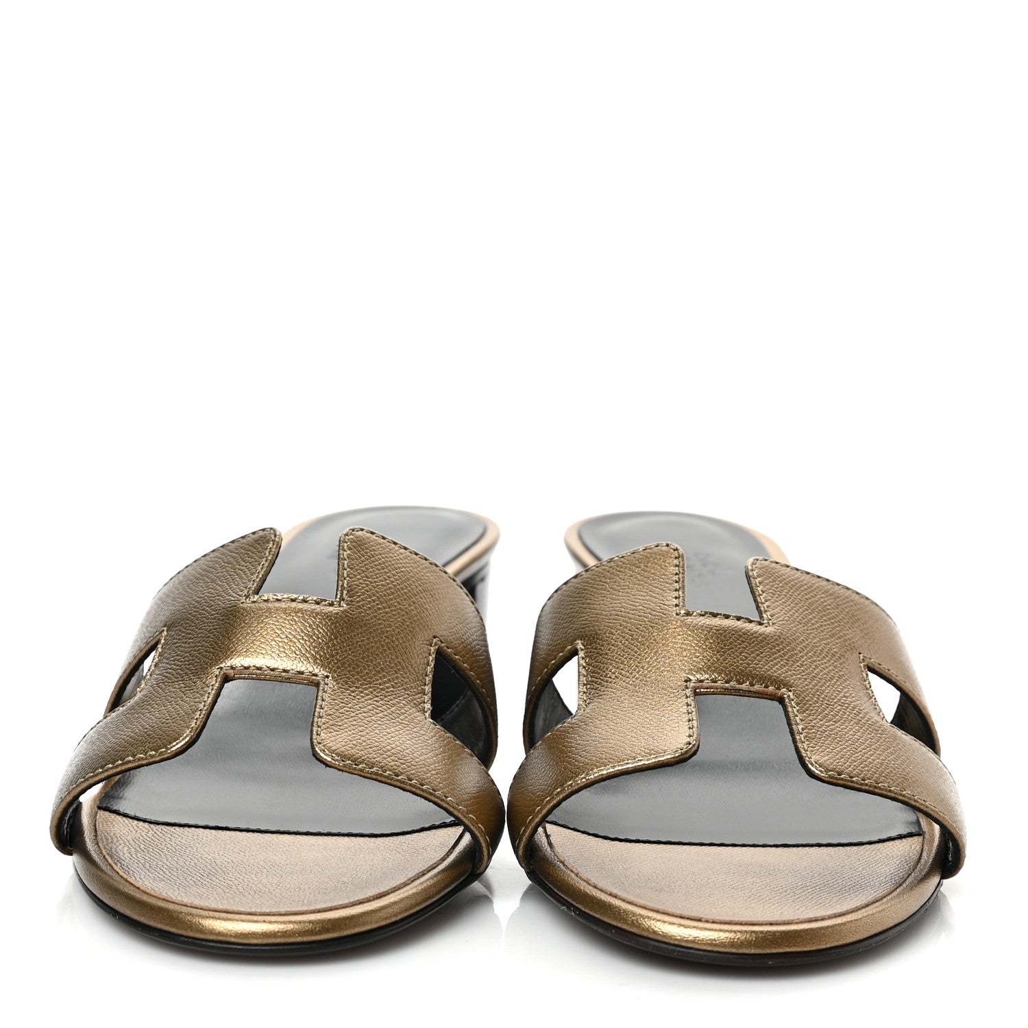 Hermes Metallic Epsom Oasis Sandals 36.5 Vert Bronze 2 of 8