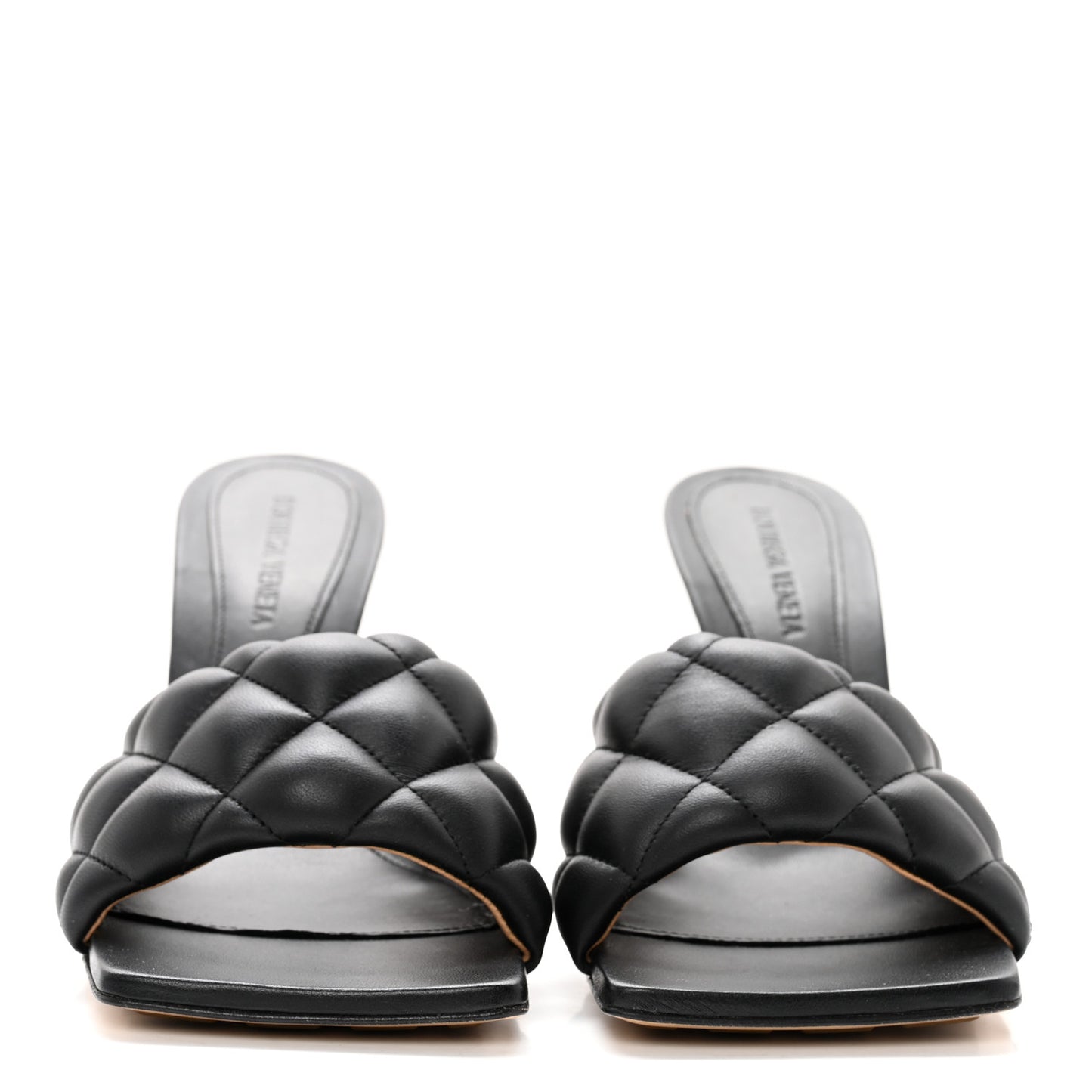 Nappa Matelasse Padded Mule Sandals 38 Black