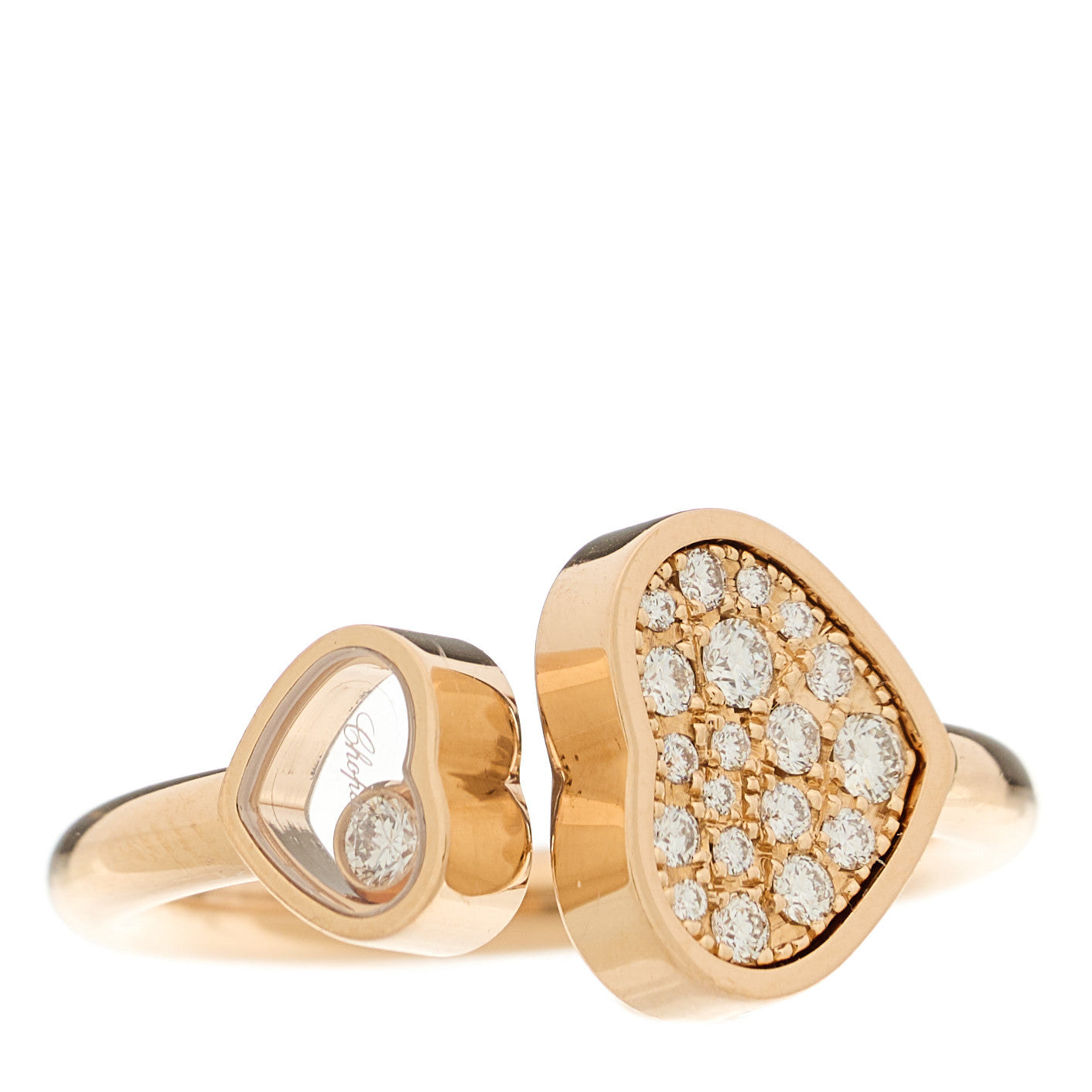 18K Rose Gold Diamond Happy Hearts Ring 51 5.75