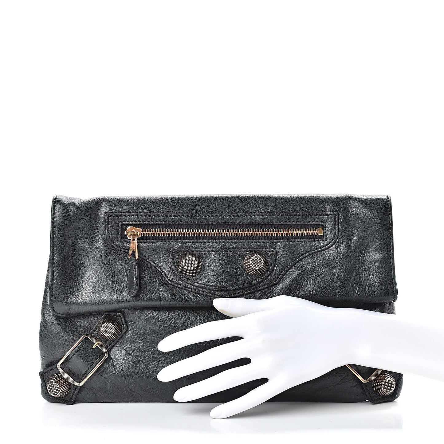 Agneau Giant 21 Rose Gold Hardware Envelope Clutch Black