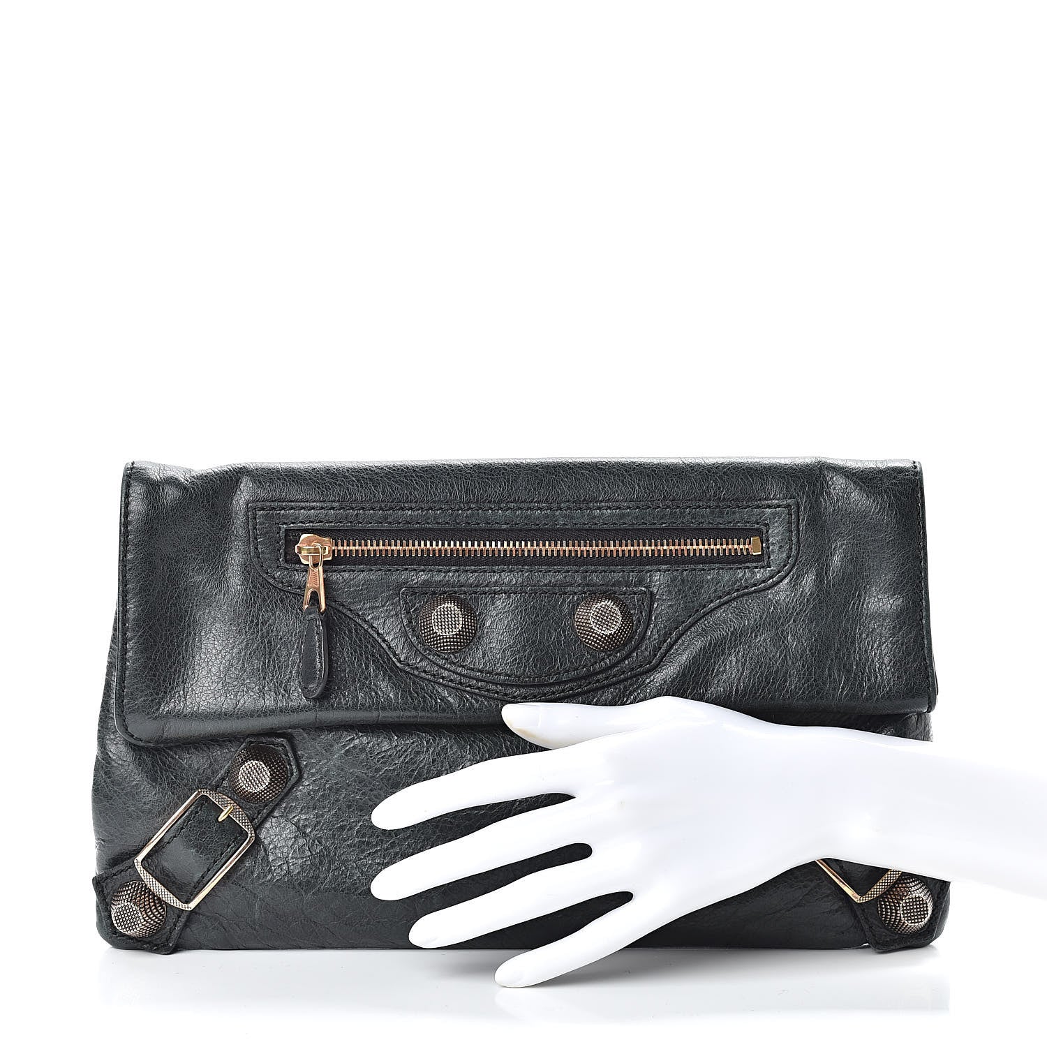 Balenciaga Agneau Giant 21 Rose Gold Hardware Envelope Clutch Black 2 of 7