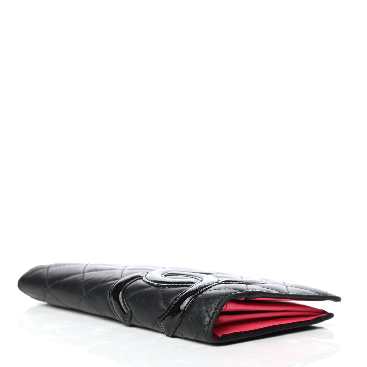Calfskin Quilted Cambon Yen Wallet Black