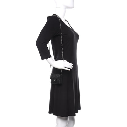 Chanel Caviar Quilted Flap Card Holder On Chain Black 2 of 12