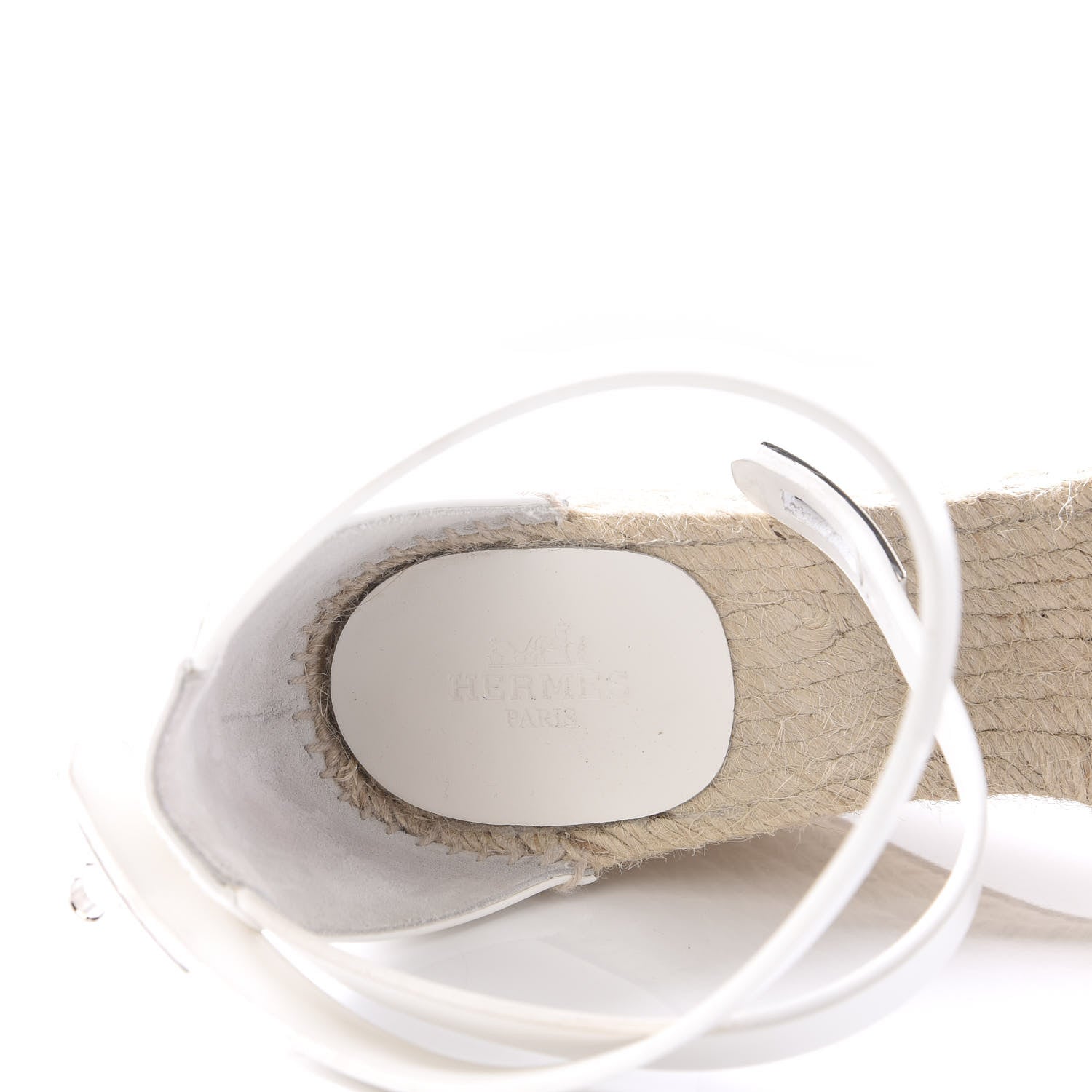 Hermes Calfskin Tivoli Espadrille Wedge Sandals 40 White 6 of 10