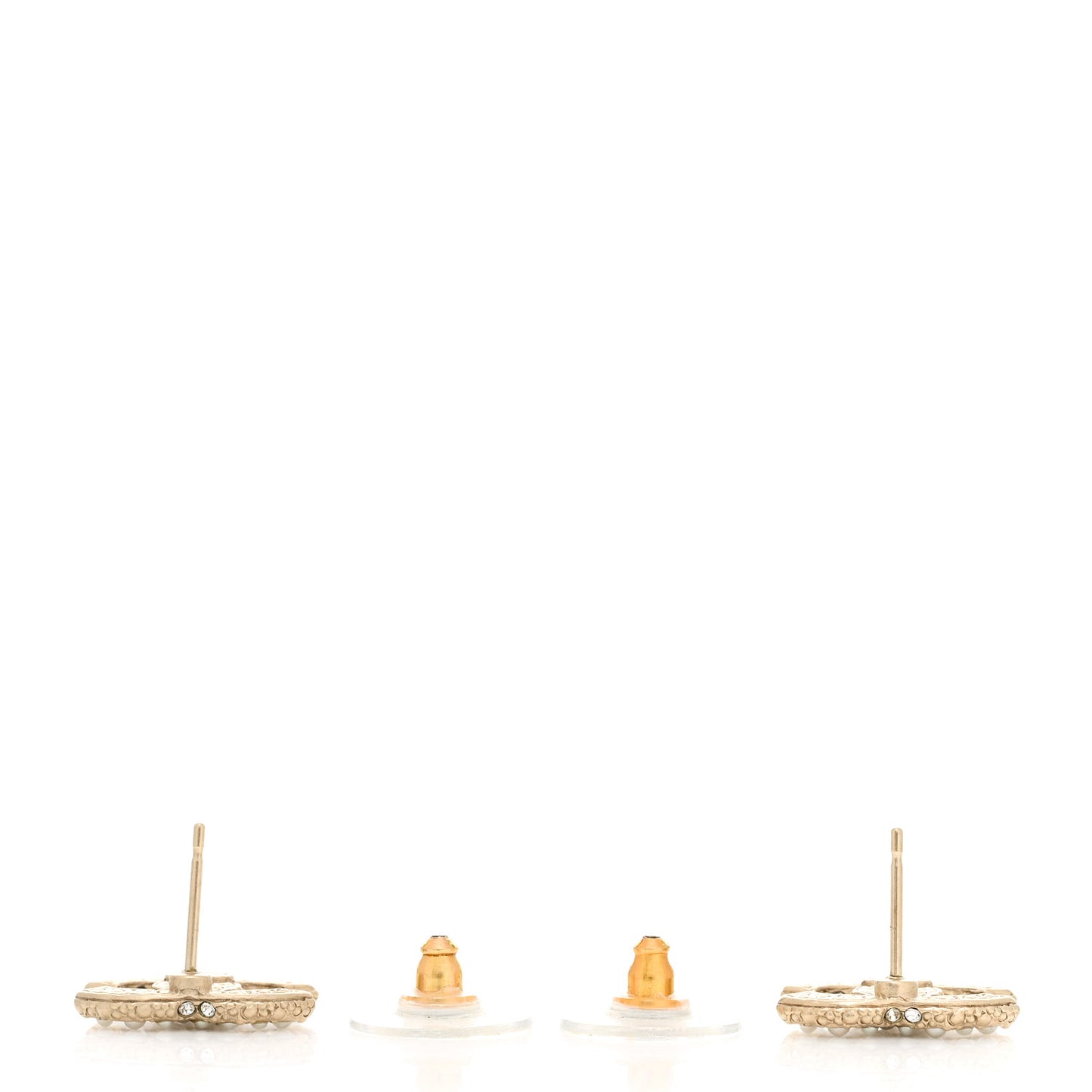 Metal Graduated Pearl Crystal CC Earrings Light Gold