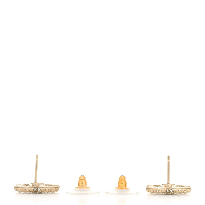 Chanel Metal Graduated Pearl Crystal CC Earrings Light Gold 3 of 5