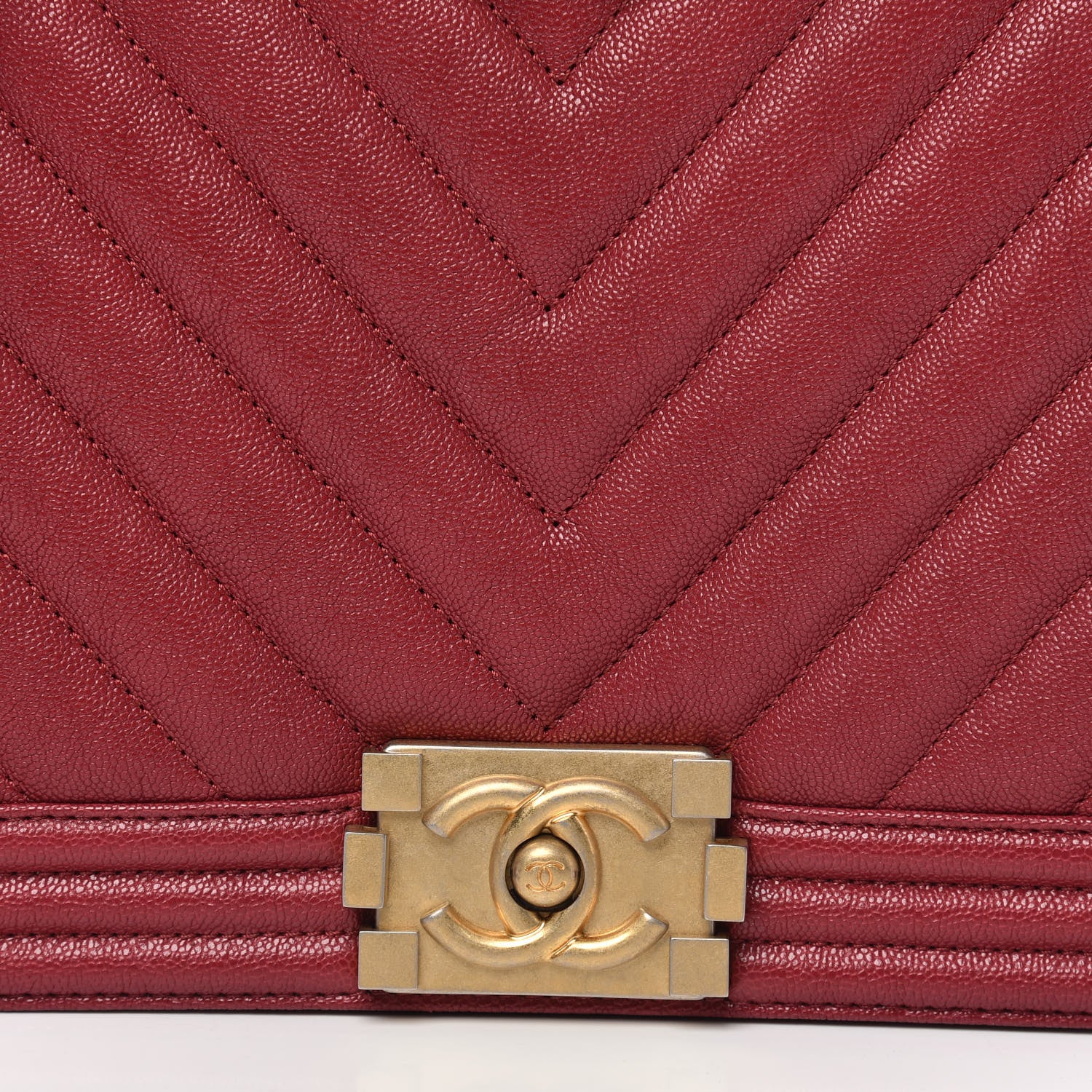 Chanel Caviar Chevron Quilted New Medium Boy Flap Red 11 of 12