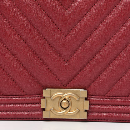 Chanel Caviar Chevron Quilted New Medium Boy Flap Red 11 of 12