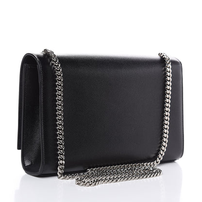 Saint Laurent Grain De Poudre Medium Classic Monogram Kate Satchel Black 3 of 10