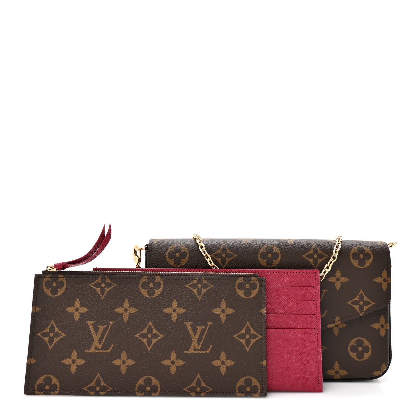 Monogram Pochette Felicie Chain Wallet Fuchsia