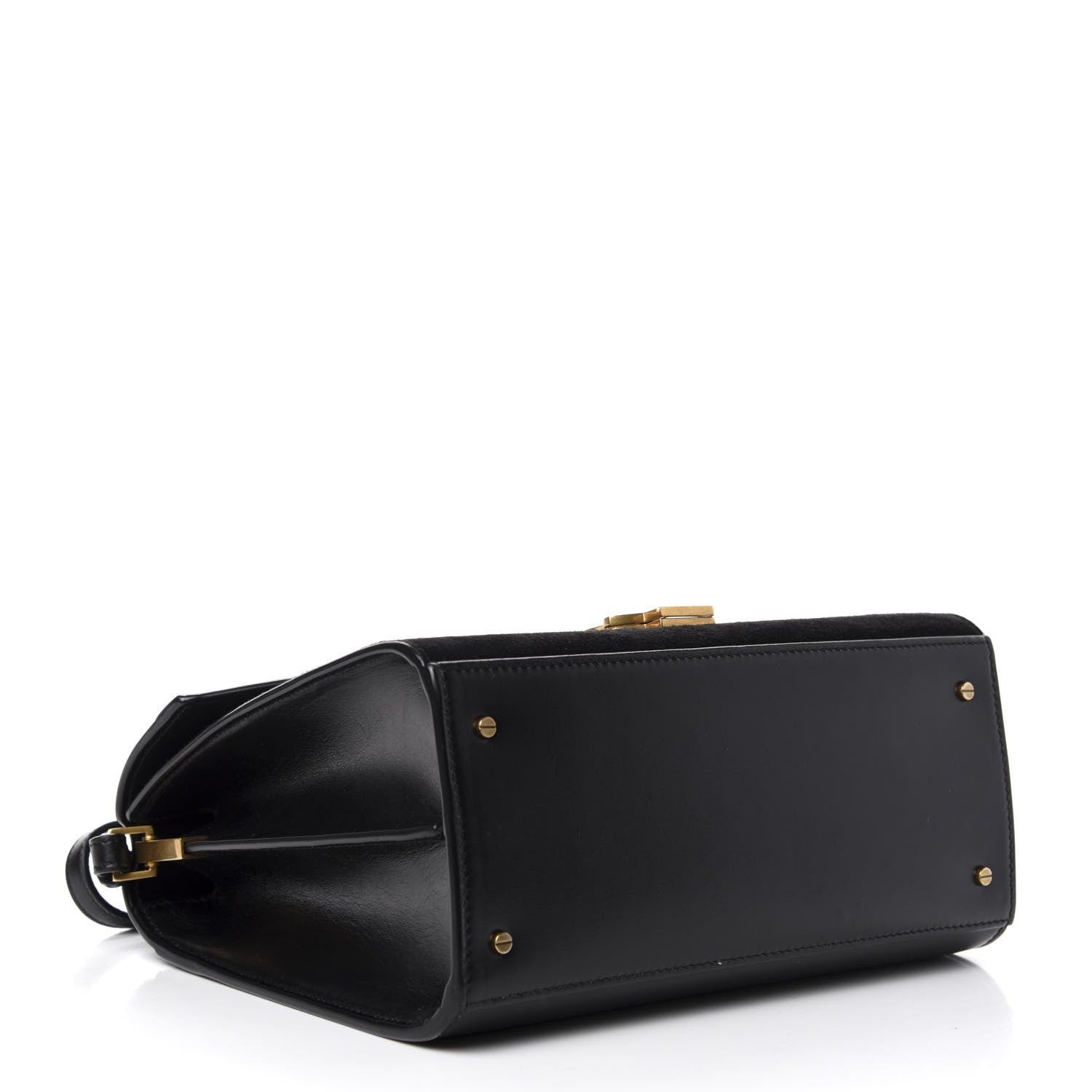 Saint Laurent Kid Scamosciato Smooth Calfskin Medium Classic Monogram Cassandra Top Handle Black Rouge Legion 4 of 9