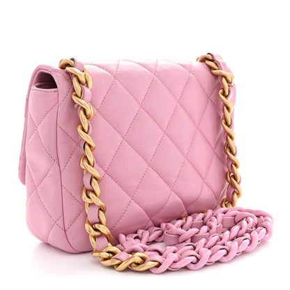 Chanel Lambskin Quilted Small Lacquered Chain Flap Pink 3 of 12