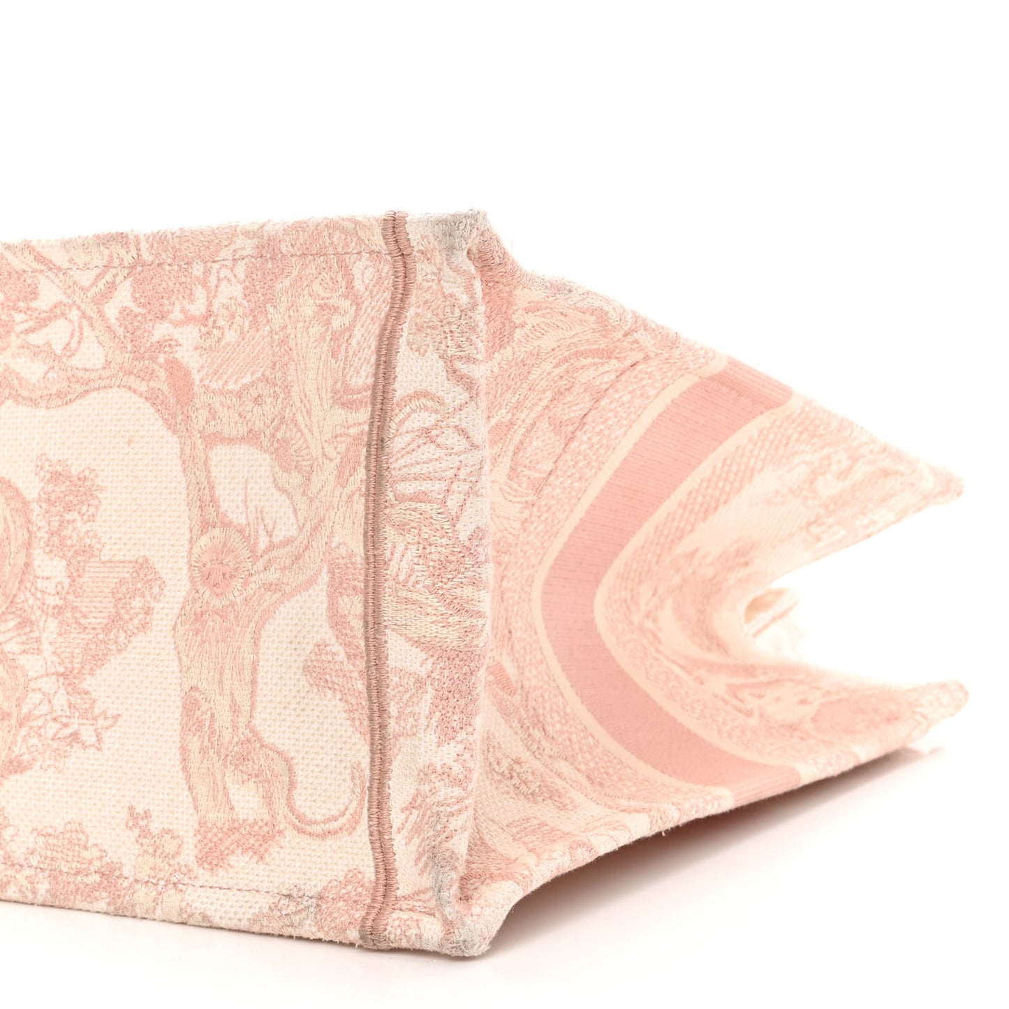 Canvas Toile De Jouy Embroidered Medium Book Tote Pink