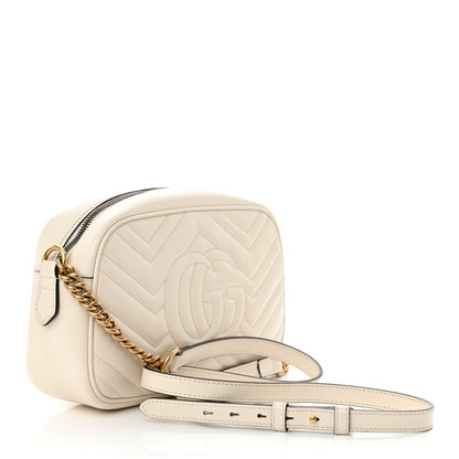 Gucci Calfskin Matelasse Small GG Marmont Chain Shoulder Bag White 3 of 10