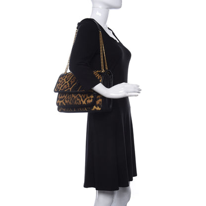 Saint Laurent Smooth Calfskin Canvas Leopard Print Medium Niki Chain Satchel Light Natural 2 of 11