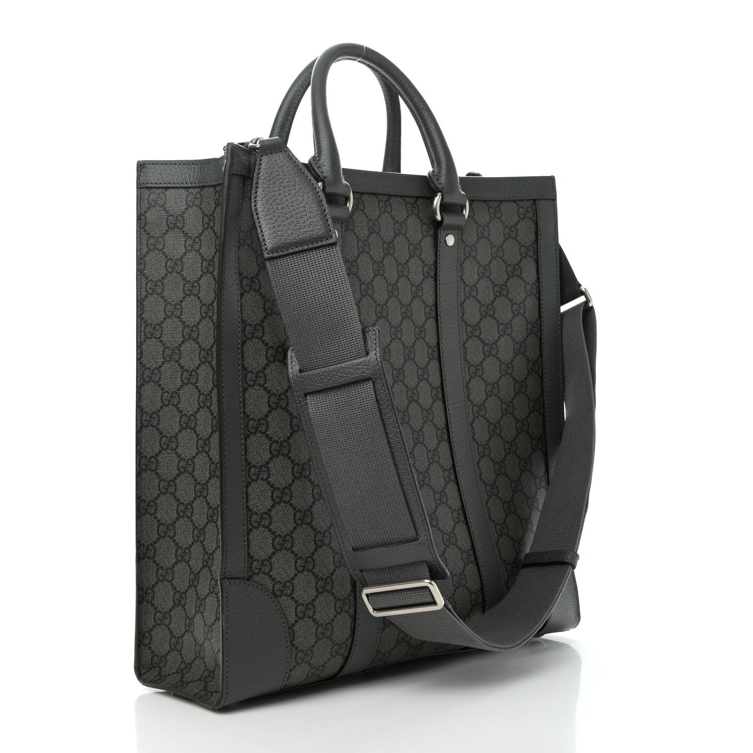 Gucci GG Supreme Monogram Textured Dollar Calfskin Medium Ophidia Tote Grey Black Graphite Grey 3 of 10