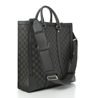 Gucci GG Supreme Monogram Textured Dollar Calfskin Medium Ophidia Tote Grey Black Graphite Grey 3 of 10
