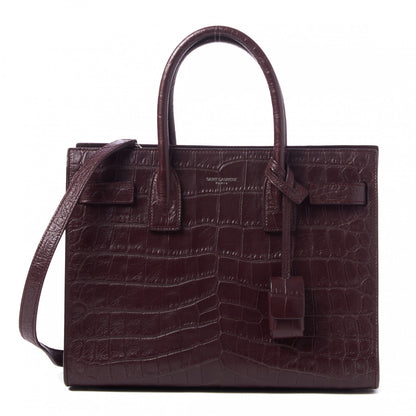Saint Laurent Calfskin Crocodile Embossed Baby Sac De Jour Bordeaux 1 of 8