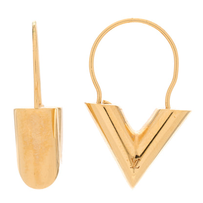 Louis Vuitton Brass Essential V Hoop Earrings Gold 1 of 3