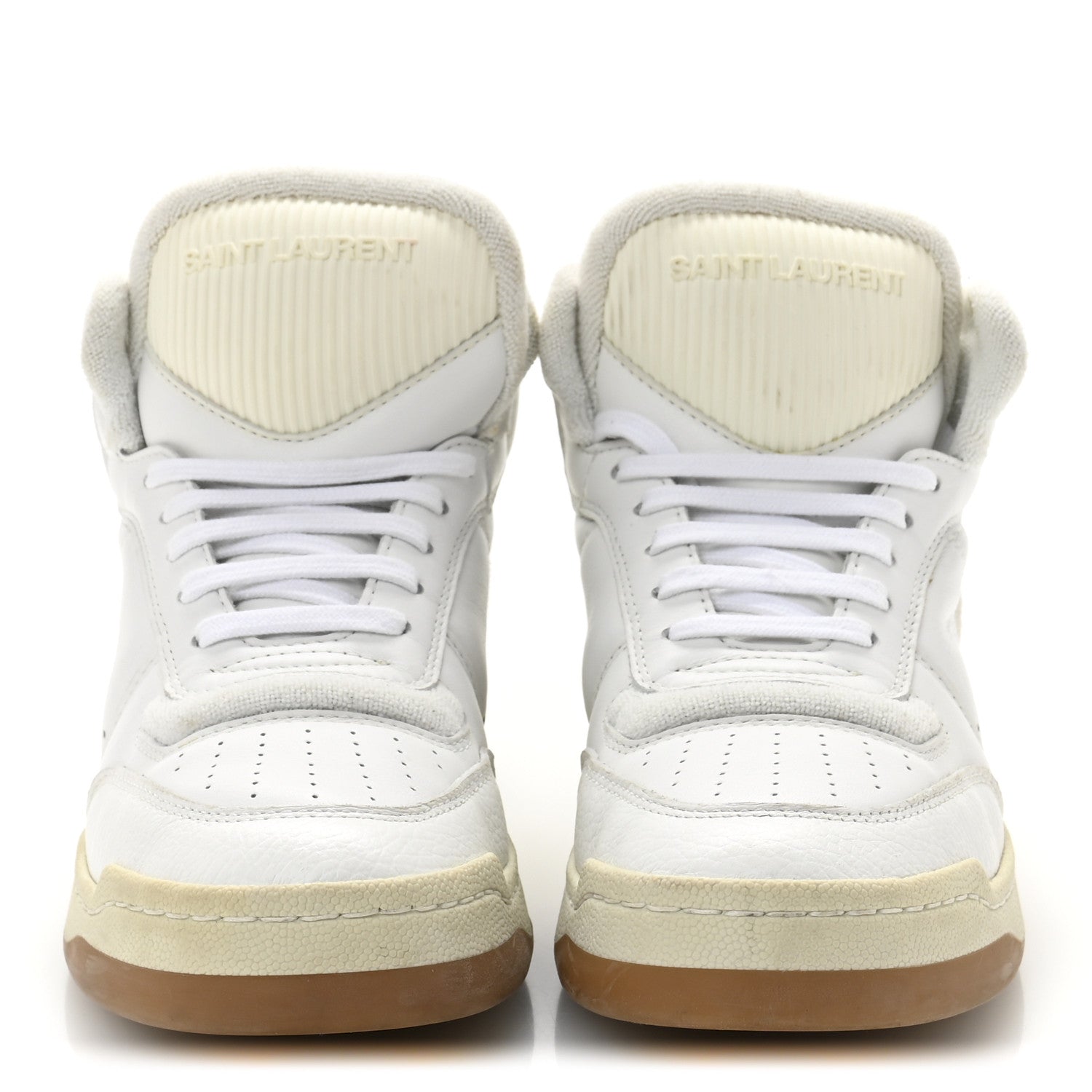 Saint Laurent Calfskin Womens SL/80 Mid Top Sneakers 37.5 Optic White 3 of 10
